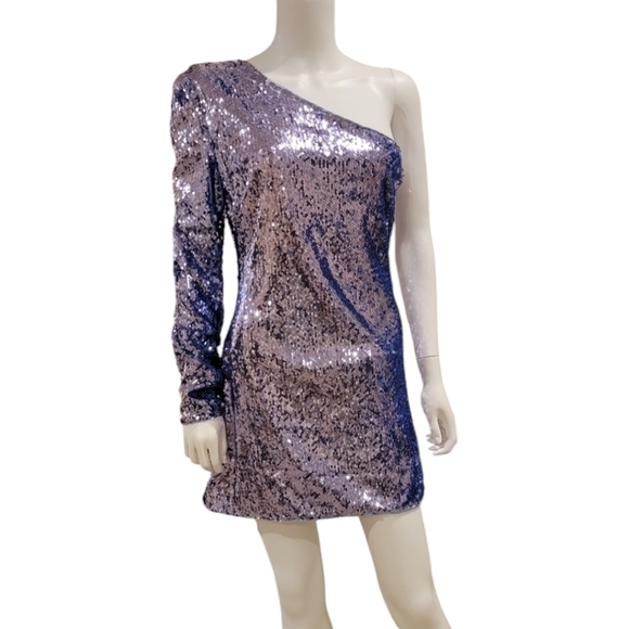 $149 BARDOT One Shoulder sequin dress size Large - Picture 3 of 4